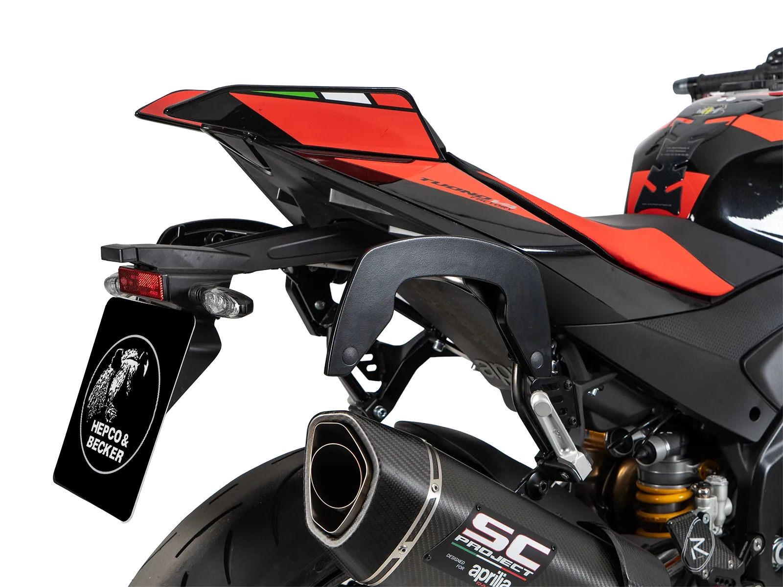 C-Bow Seitenträger schwarz für Aprilia Tuono V4 1100 Factory (25-) Hepco & Becker