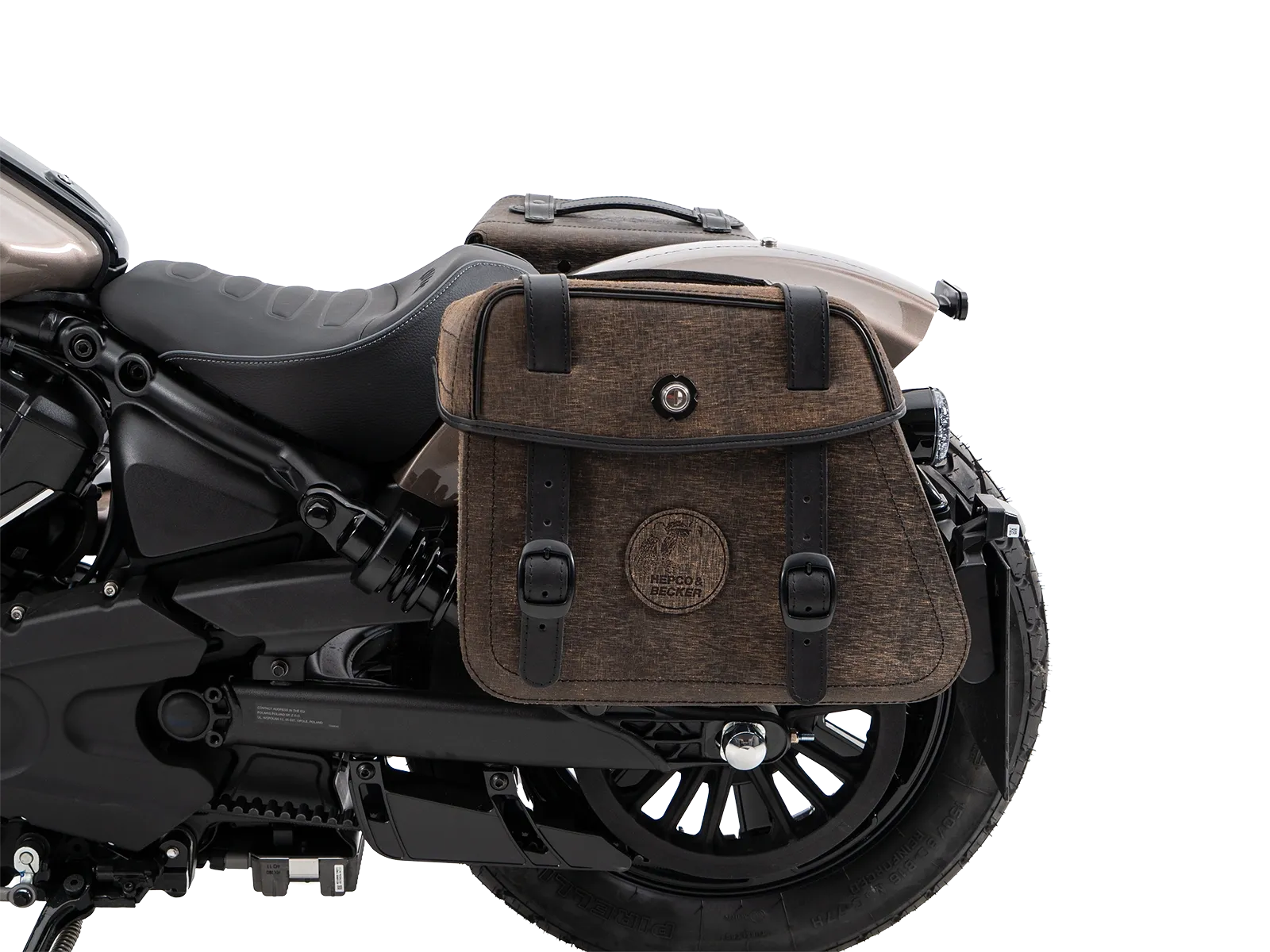 Cutout Taschen Set braun inkl. Halter für Indian Scout Bobber 1250 (25-) Hepco & Becker