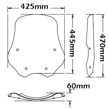 Mittlere Windschutzscheibe - Höhe 445 mm für BMW R 1200 R (06-10)