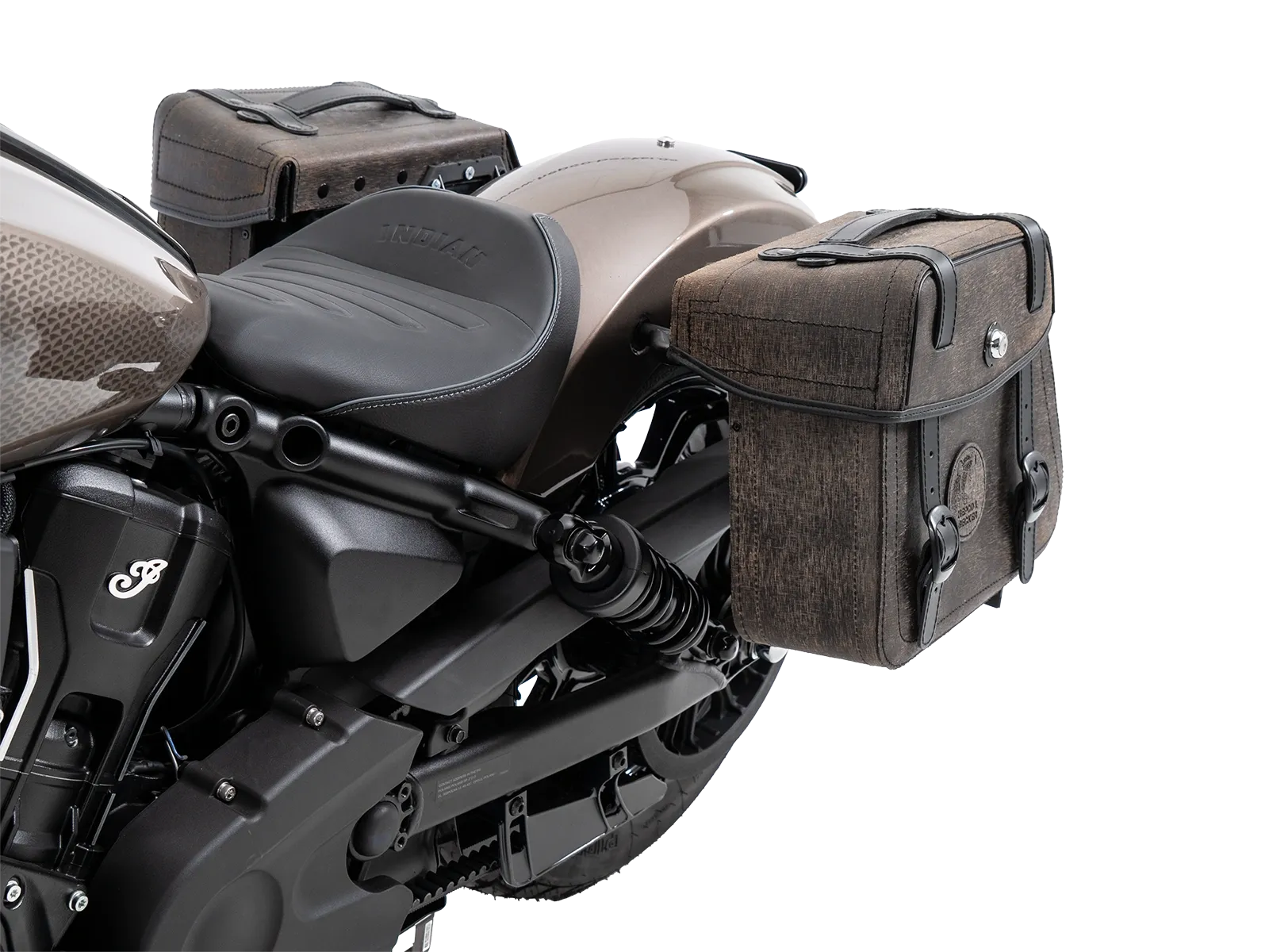 Cutout Taschen Set braun inkl. Halter für Indian Scout Bobber 1250 (25-) Hepco & Becker