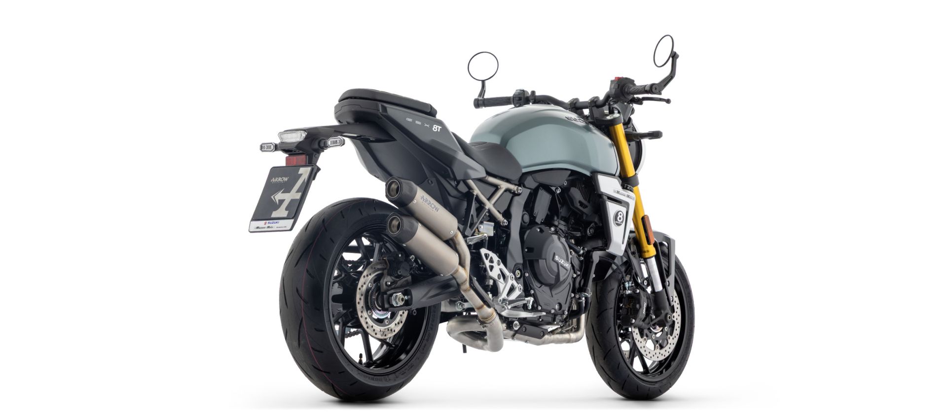 ARROW Auspuff ROUND-SIL Titan mit Carbon-Endkappe für Suzuki GSX-8T, GSX-8TT (25-)
