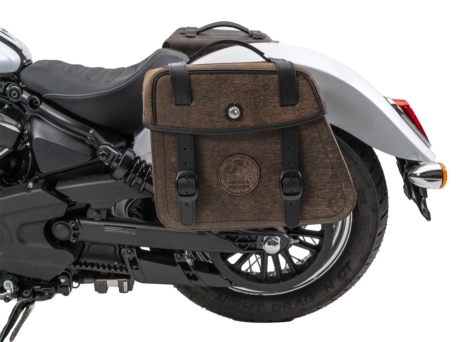 Cutout Taschen Set braun inkl. Halter für Indian Scout Classic 1250 (25-) Hepco & Becker