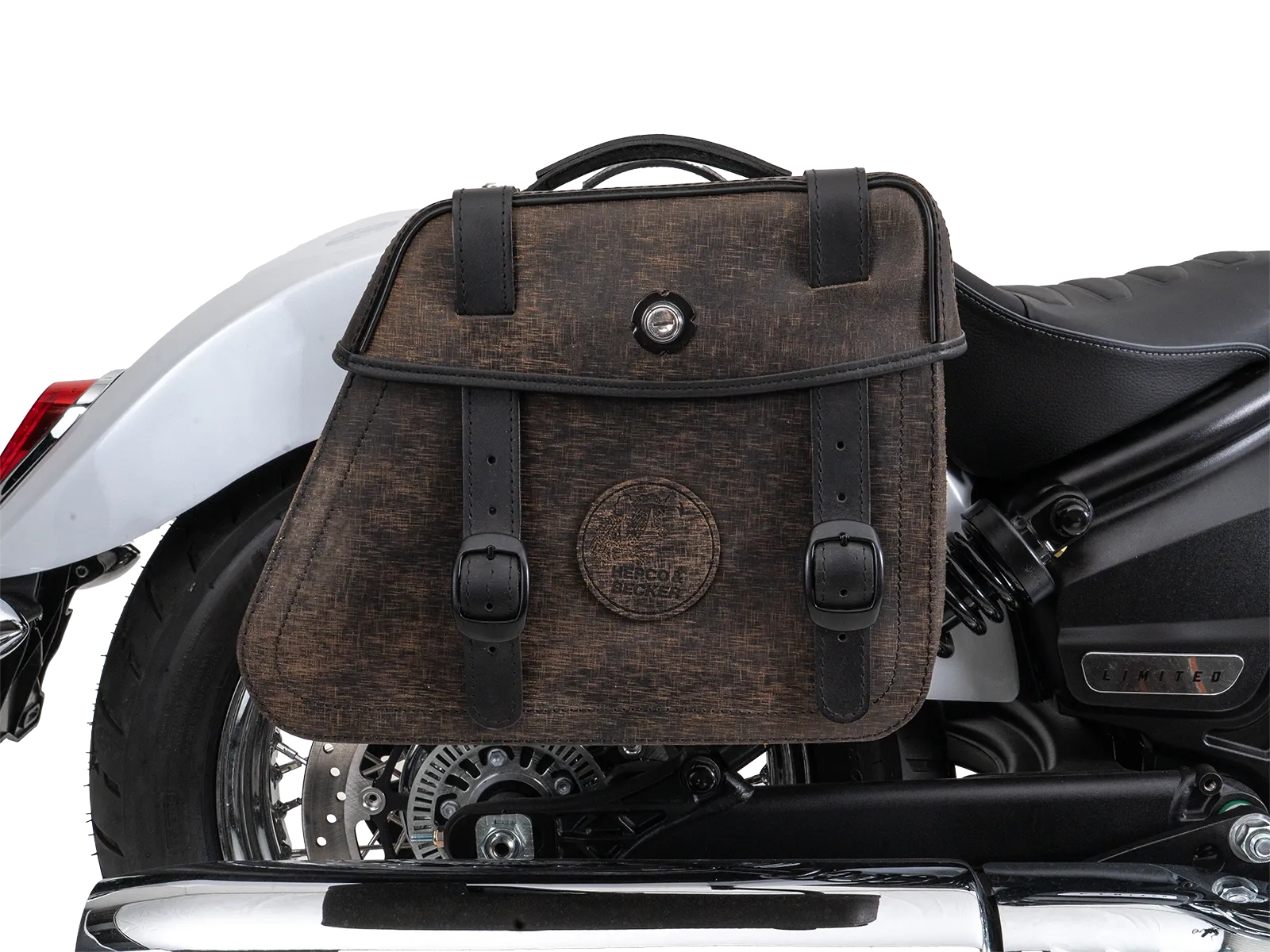 Cutout Taschen Set braun inkl. Halter für Indian Scout Classic 1250 (25-) Hepco & Becker
