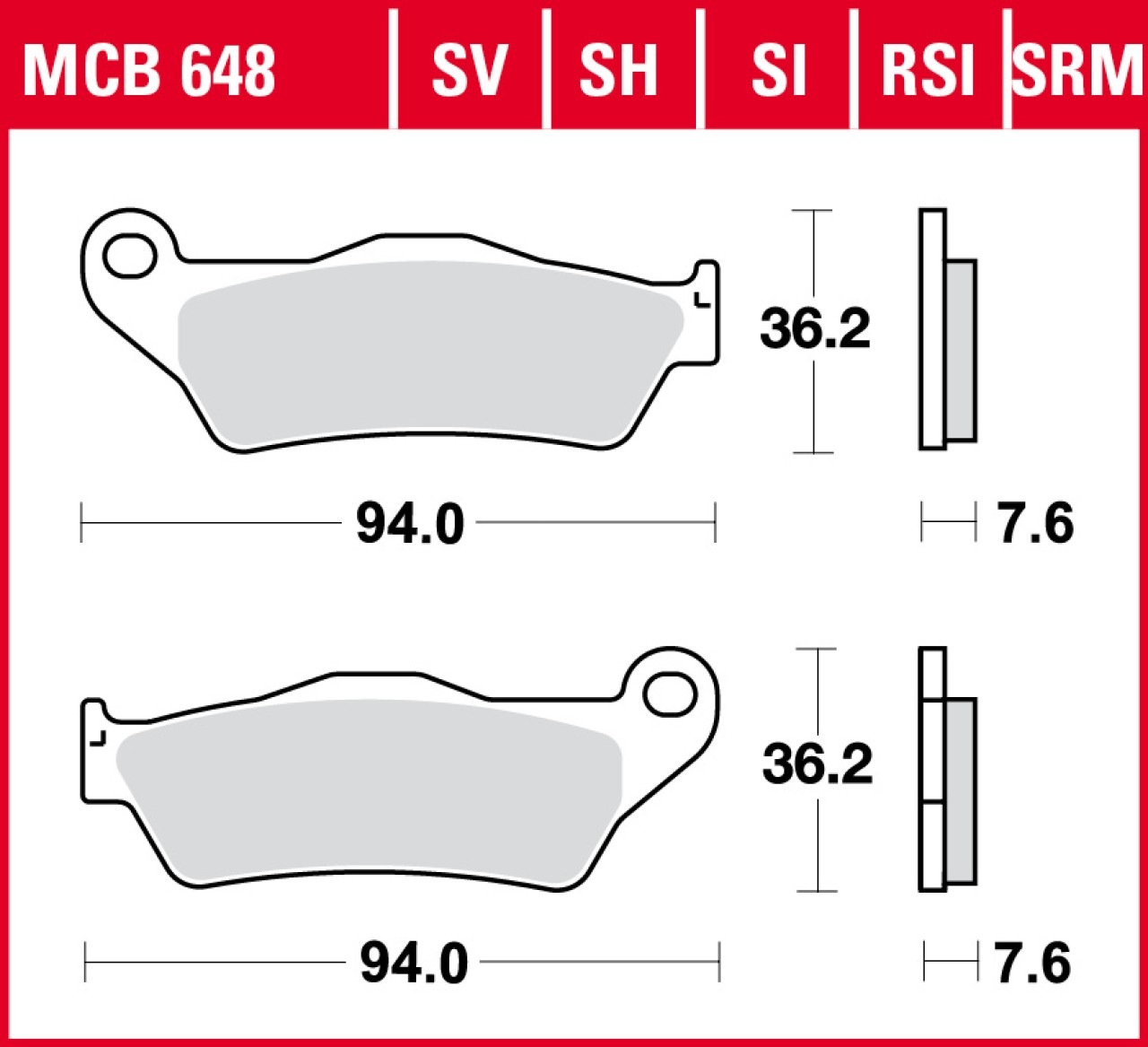 TRW Bremsbelagsatz MCB648, organisch, homologiert ECE R90