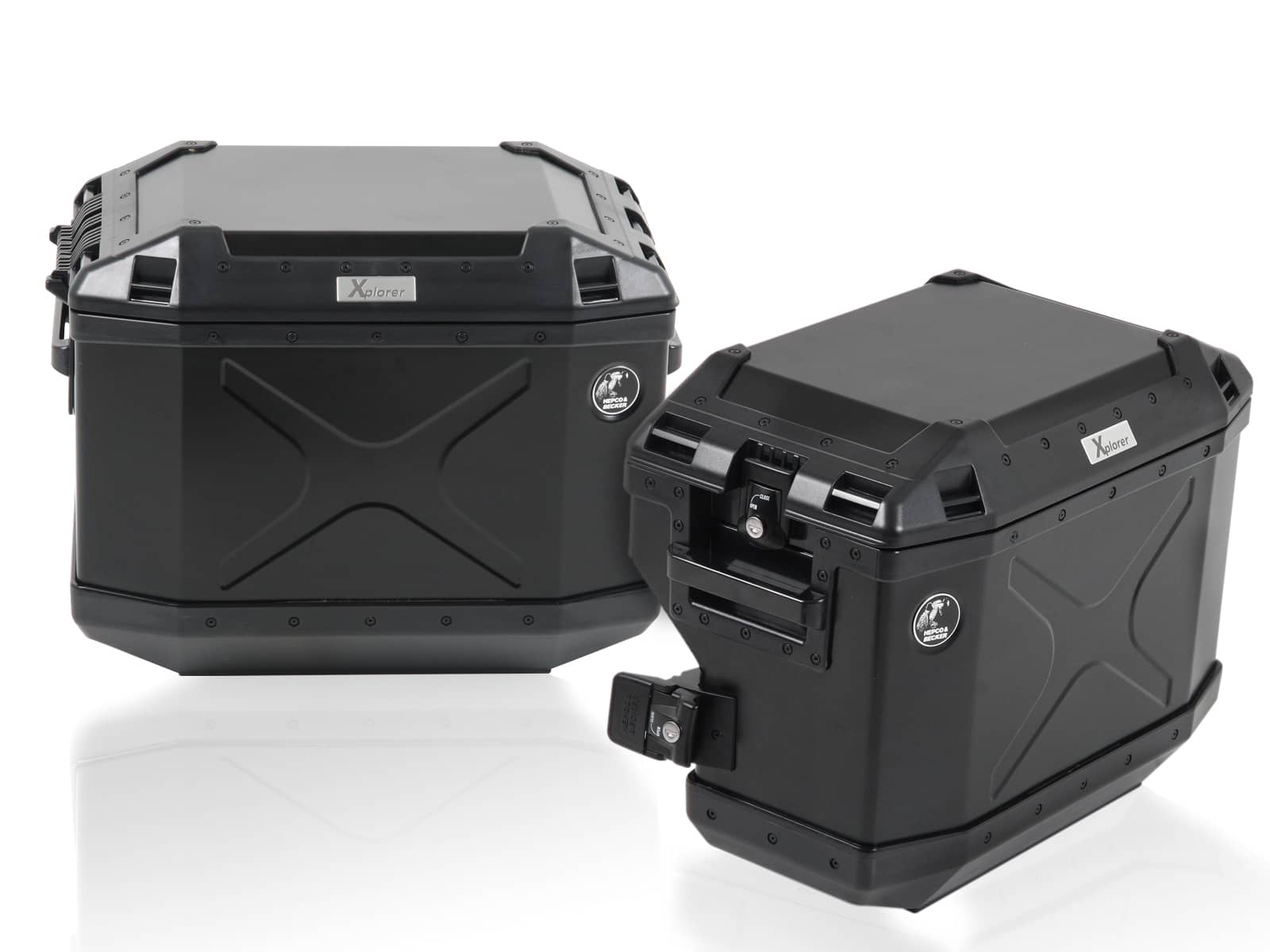Xplorer Cutout Kofferset schwarz + Cutout-Träger silber für Honda CRF1000 Africa Twin (18-19)