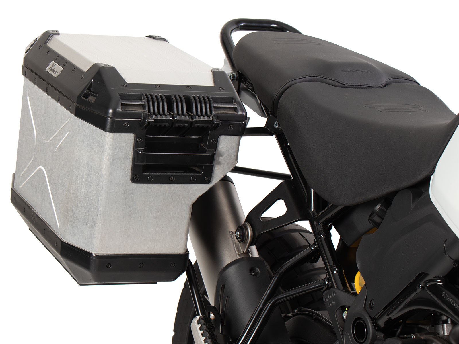 Kofferträgerset Cutout Träger inkl. Kofferset Xplorer Cutout silber für Ducati Desert X Rally (24-)