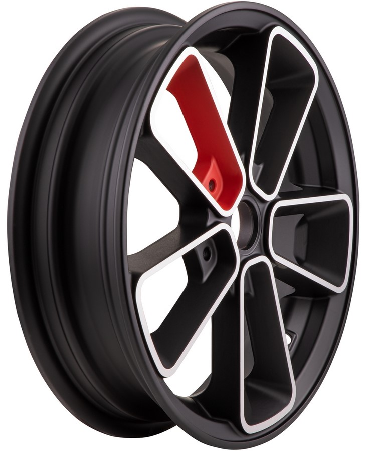 Felge vorne/hinten 12" für Vespa GTS/​GTS Super/​GTV/​GT 60/​GT/​GT L 125-300ccm, schwarz matt/​rot