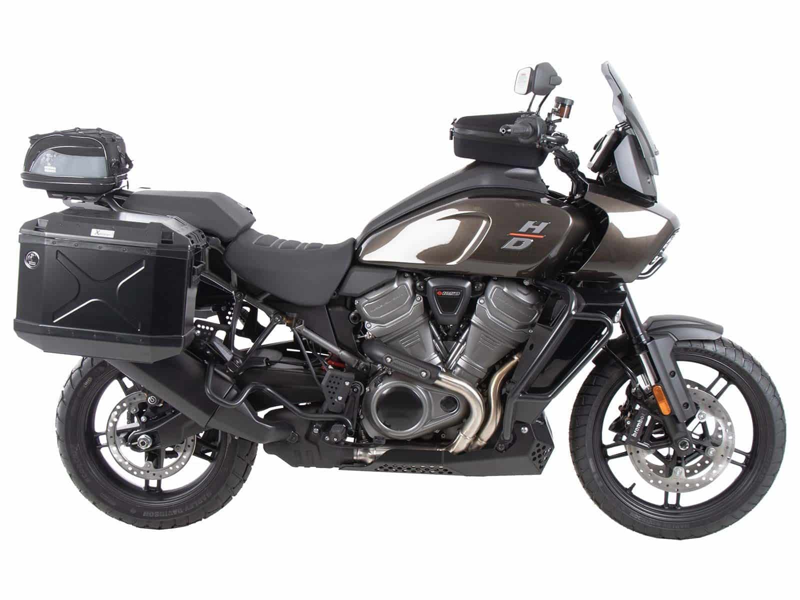 Kofferträgerset Cutout inkl. Kofferset Xplorer Cutout schwarz für Harley Davidson Pan America (21-)