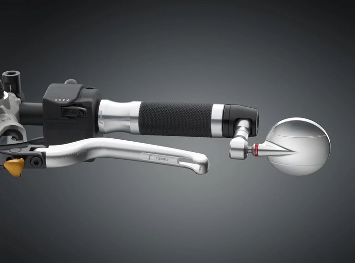 Lenkerendenspiegel RIZOMA "SPY-R" Ø 80 mm links oder rechts für Vespa, schwarz/silber