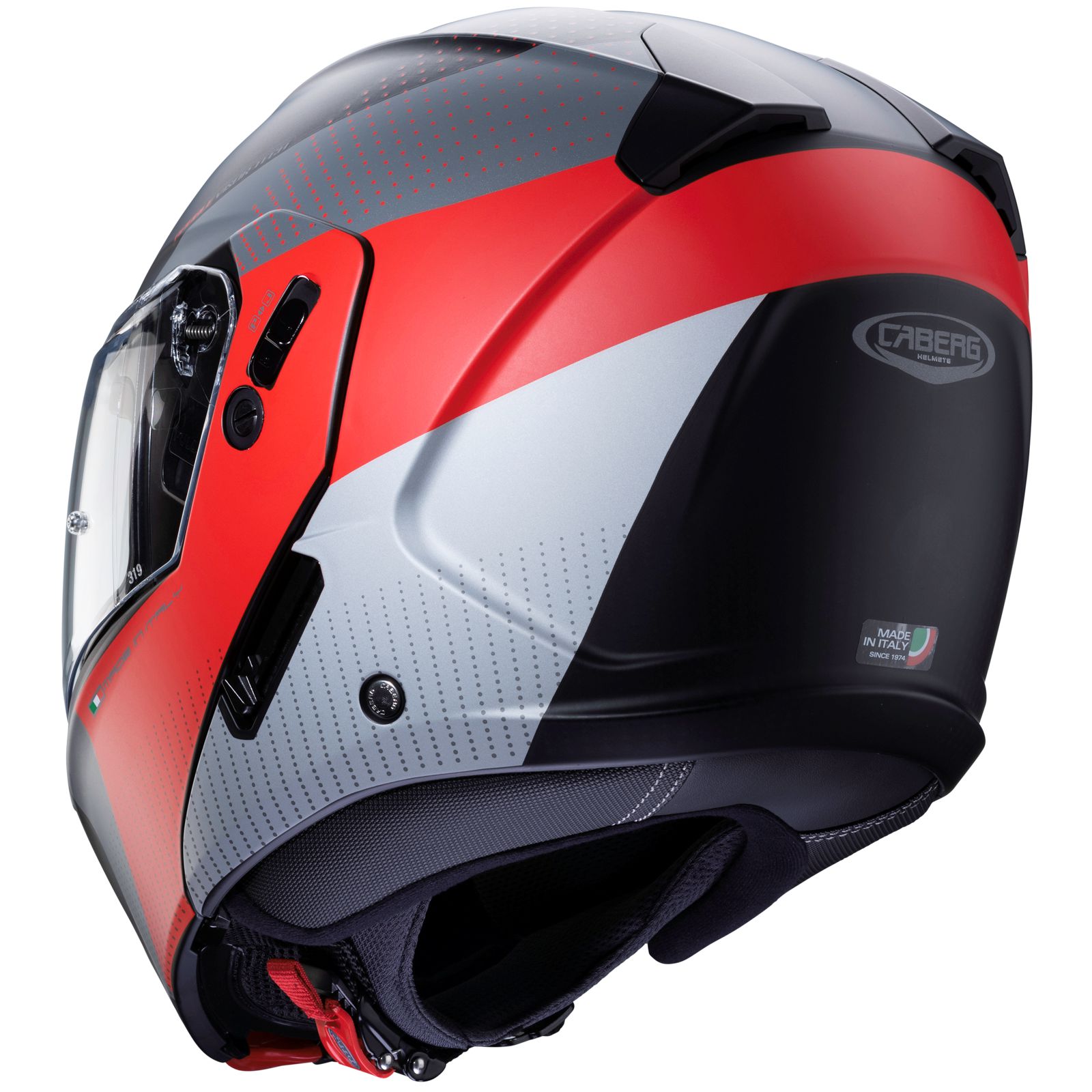 Caberg Helm Horus Scout, matt-schwarz/fluo-rot-grau