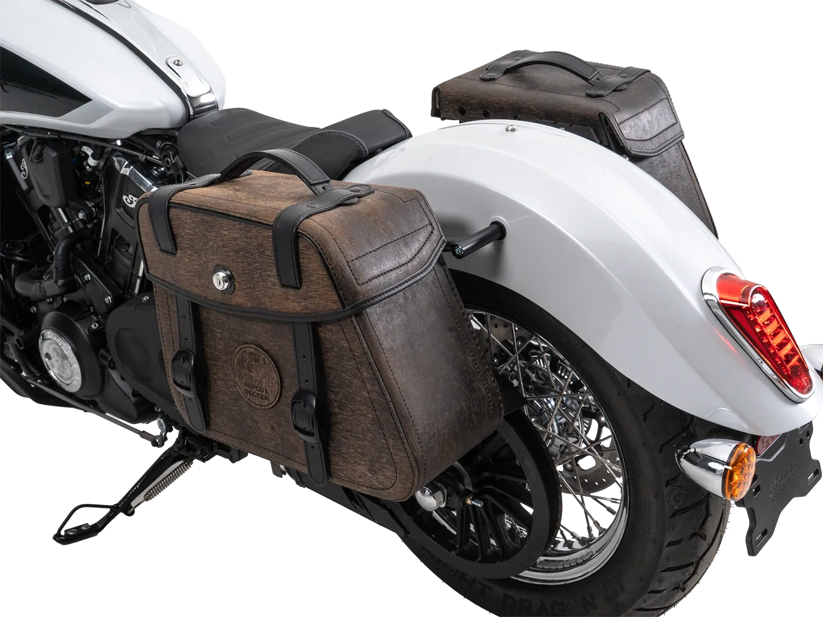 Cutout Taschen Set braun inkl. Halter für Indian Scout Classic 1250 (25-) Hepco & Becker