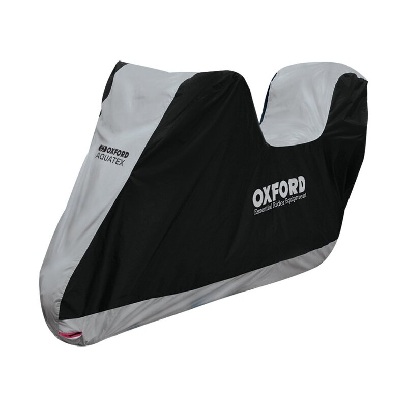 Oxford Indoor / Outdoor Abdeckplane Aquatex Schwarz/Silber - Motorrad / Scooter mit Topcase - XL
