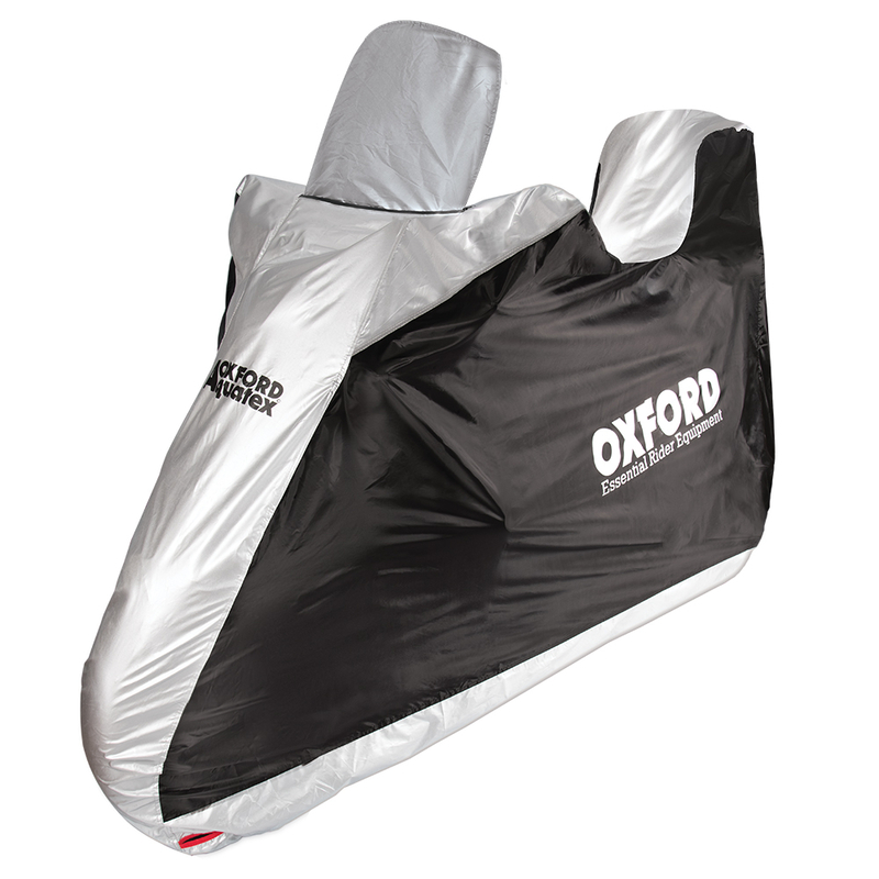 Oxford Indoor / Outdoor Abdeckplane Aquatex Schwarz/Silber - Scooter - mit Topcase und Windscreen -