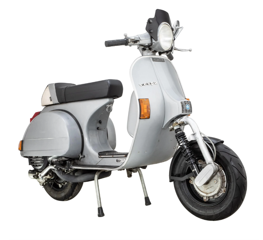 Kotflügel 2.0 Garelli für Vespa PX 80-200ccm, Metall schwarz matt, Halter schwarz