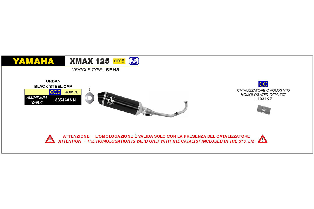 ARROW Auspuff DARK URBAN für Yamaha XMAX 125 Modelljahr 2021-2022