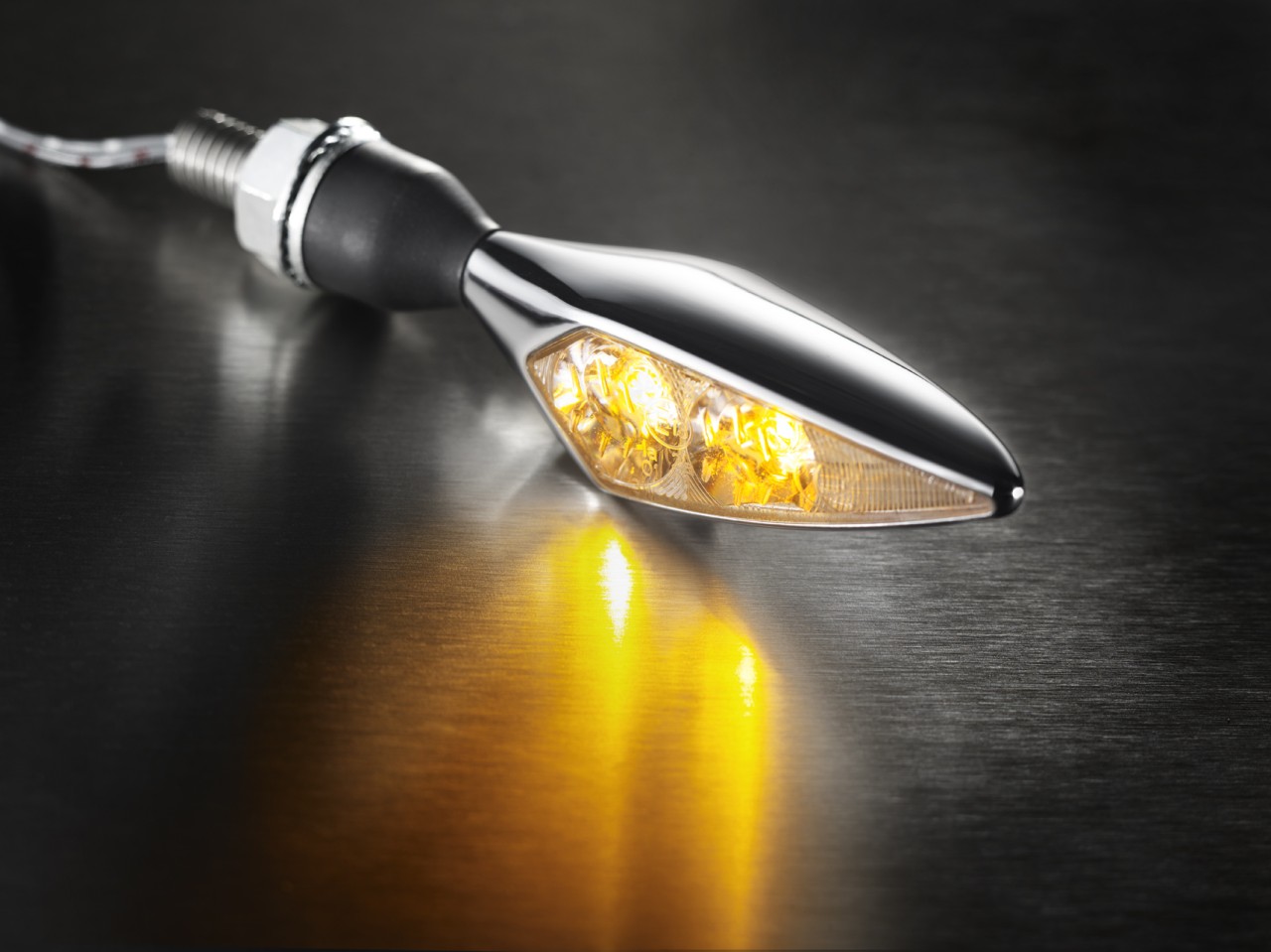 Kellermann Blinker, Rhombus Extreme, Stahl, LED, VR/HL, 12 V, chrom glänzend, M8x20, E-geprüft