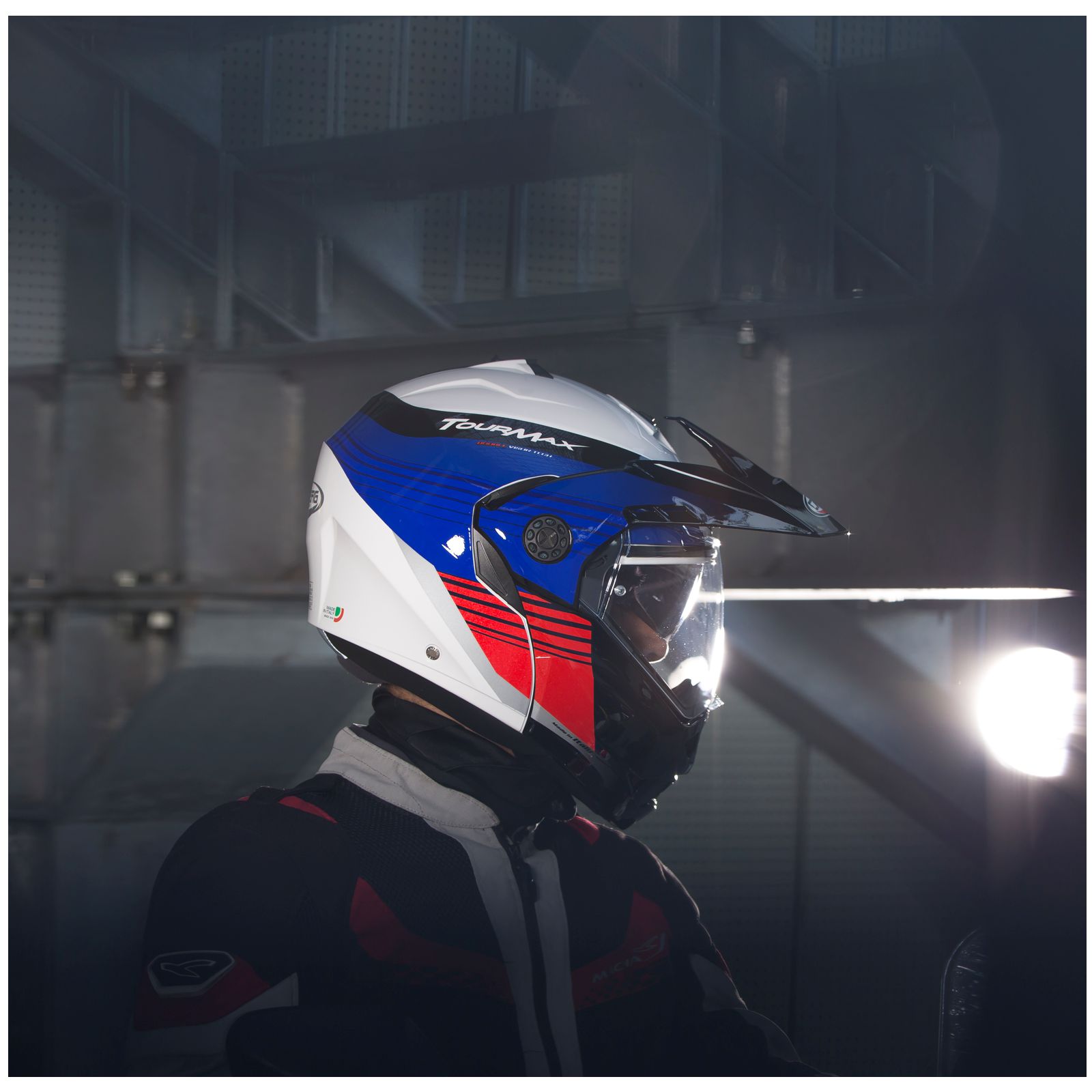 Caberg Helm Tourmax Titan, weiß/blau-rot