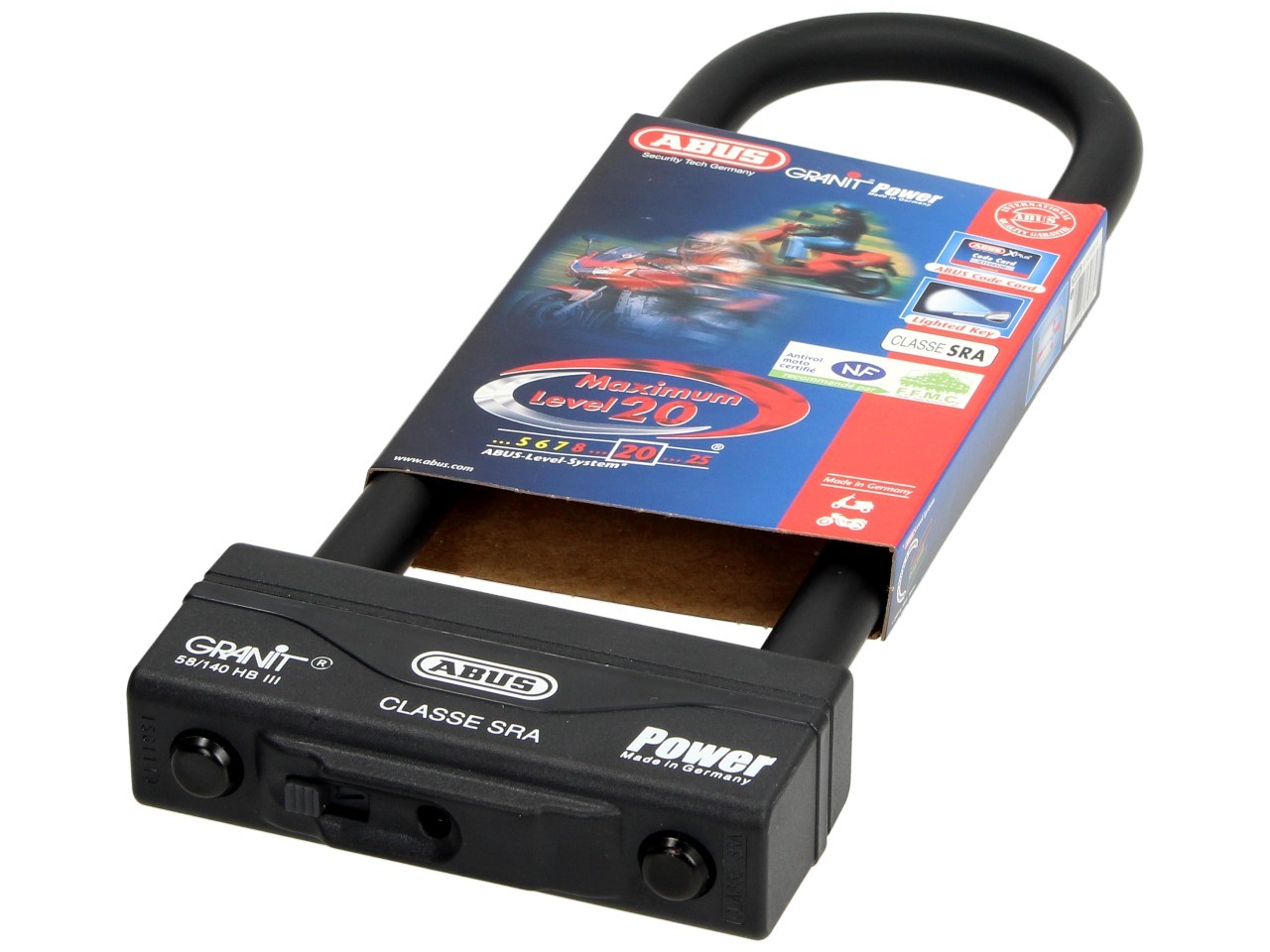 ABUS Bügelschloss 310x83 Granit Power 58 für Motorrad, Scooter & Vespa