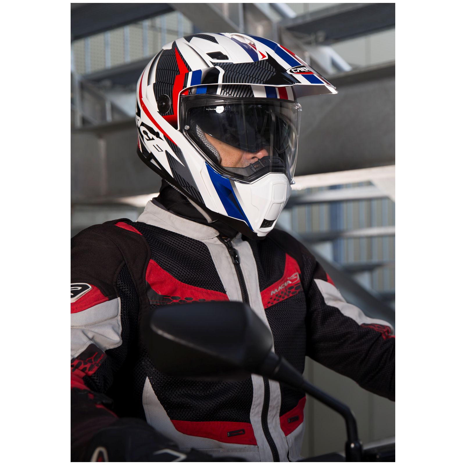 Caberg Helm Xtrace Savana, weiß/rot-blau