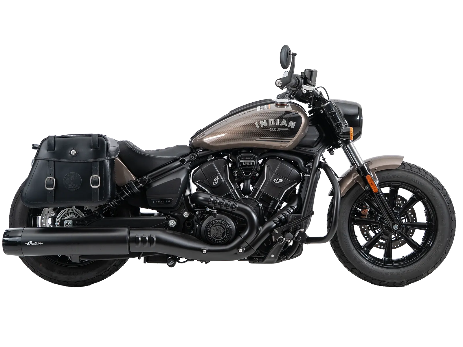 Cutout Taschen Set schwarz inkl. Halter für Indian Scout Bobber 1250 (25-) Hepco & Becker