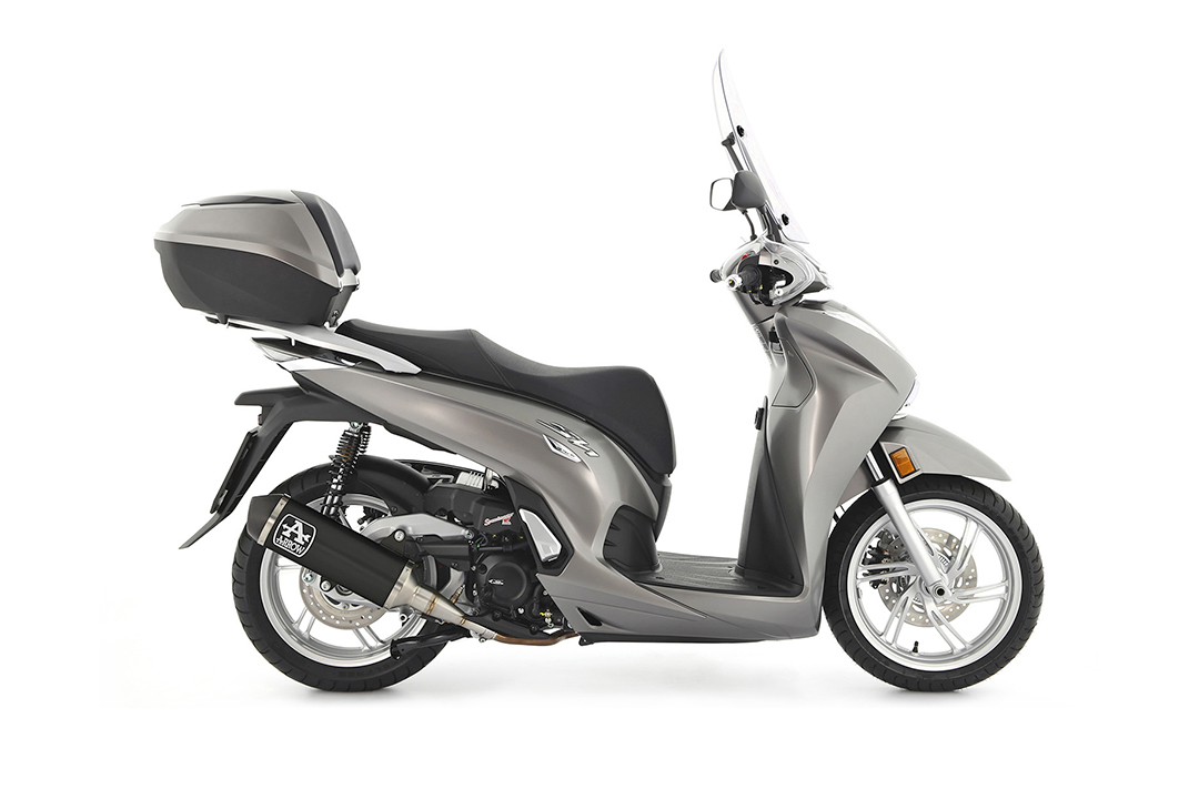 ARROW Auspuff URBAN für Honda Forza 350 / SH350 2021- , Aluminium schwarz mit schwarzer Edelstahl-En