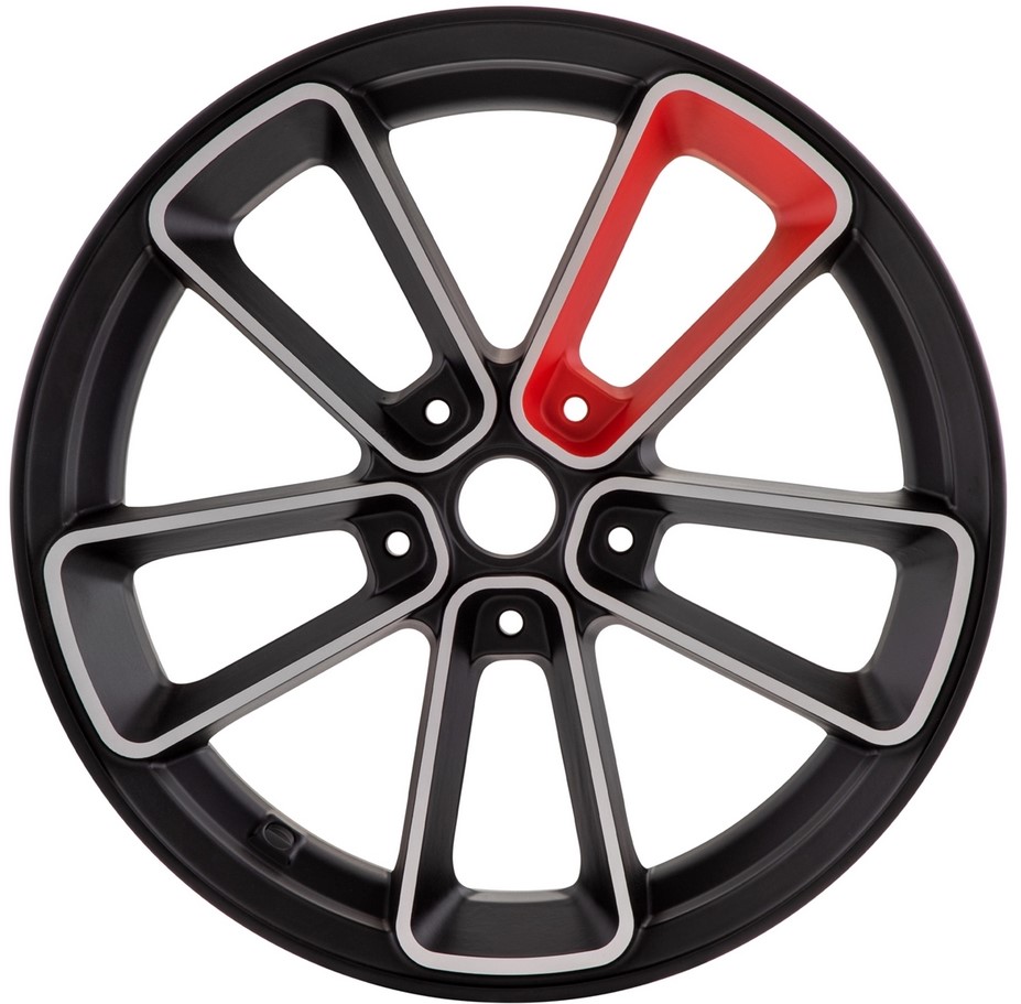 Felge vorne/hinten 13” für Vespa GTS/​GTS Super/​GTV/​GT 60/​GT/​GT L 125-300ccm, schwarz matt/​rot