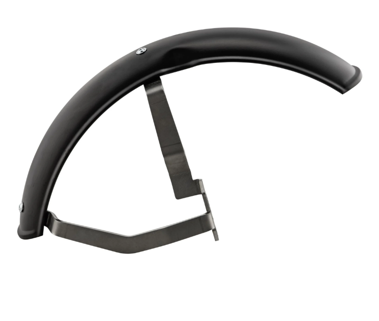 Kotflügel 2.0 Garelli für Vespa PX 80-200ccm, Metall schwarz matt, Halter Edelstahl gebürstet