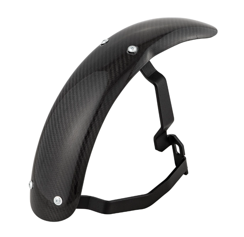 Kotflügel 2.0 Garelli Race EVO II für Vespa PX 80-200ccm, Carbon klar, Halter schwarz