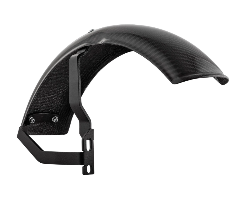 Kotflügel 2.0 Garelli EVO II für Vespa PX 80-200ccm, Carbon klar, Halter schwarz