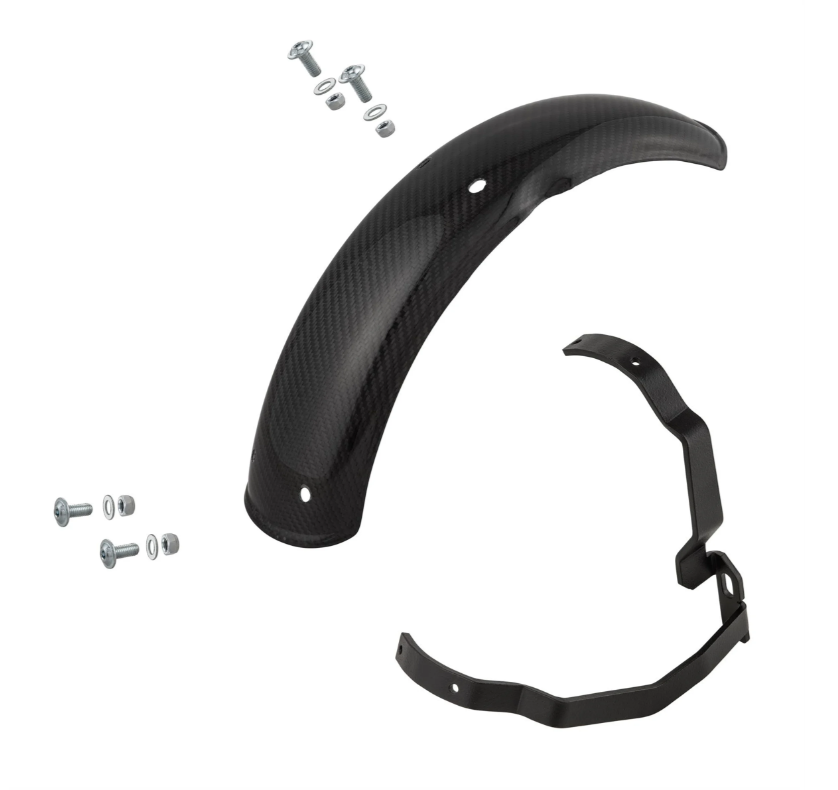 Kotflügel 2.0 Garelli EVO II für Vespa PX 80-200ccm, Carbon klar, Halter schwarz