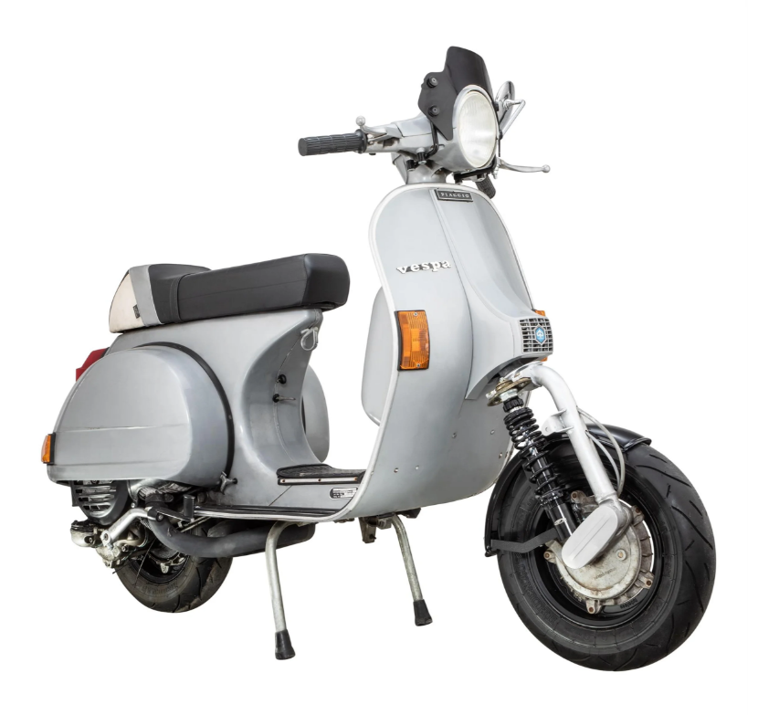 Kotflügel 2.0 Garelli für Vespa PX 80-200ccm, Metall schwarz glänzend, Halter schwarz