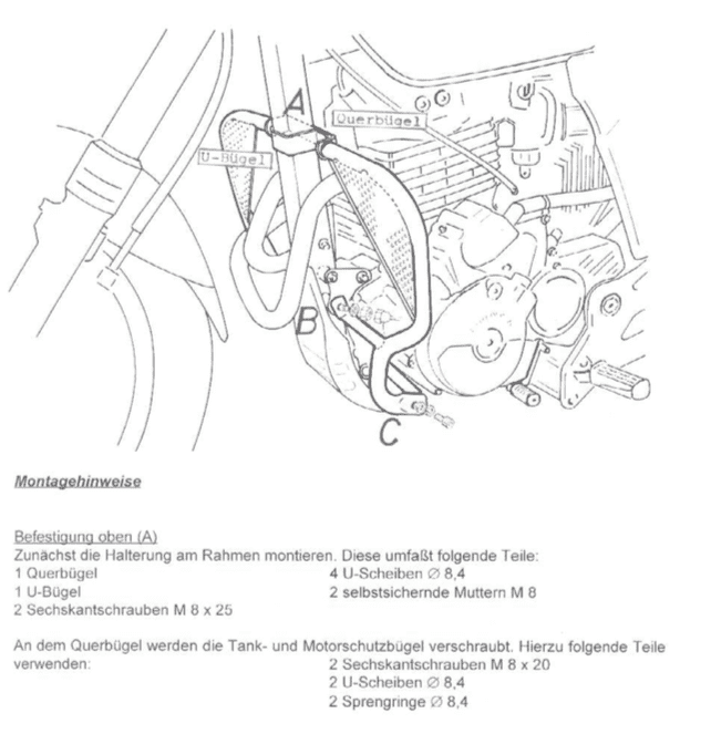 Motorschutzbügel schwarz für Honda SLR 650 (97-99) /FX 650 Vigor (99-00) Hepco & Becker