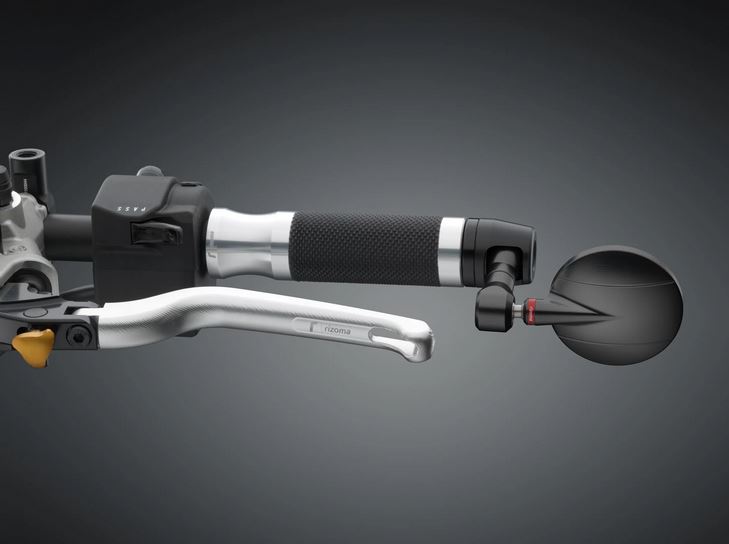 Lenkerendenspiegel RIZOMA "SPY-R" Ø 94.5 mm links oder rechts für Vespa, schwarz eloxiert