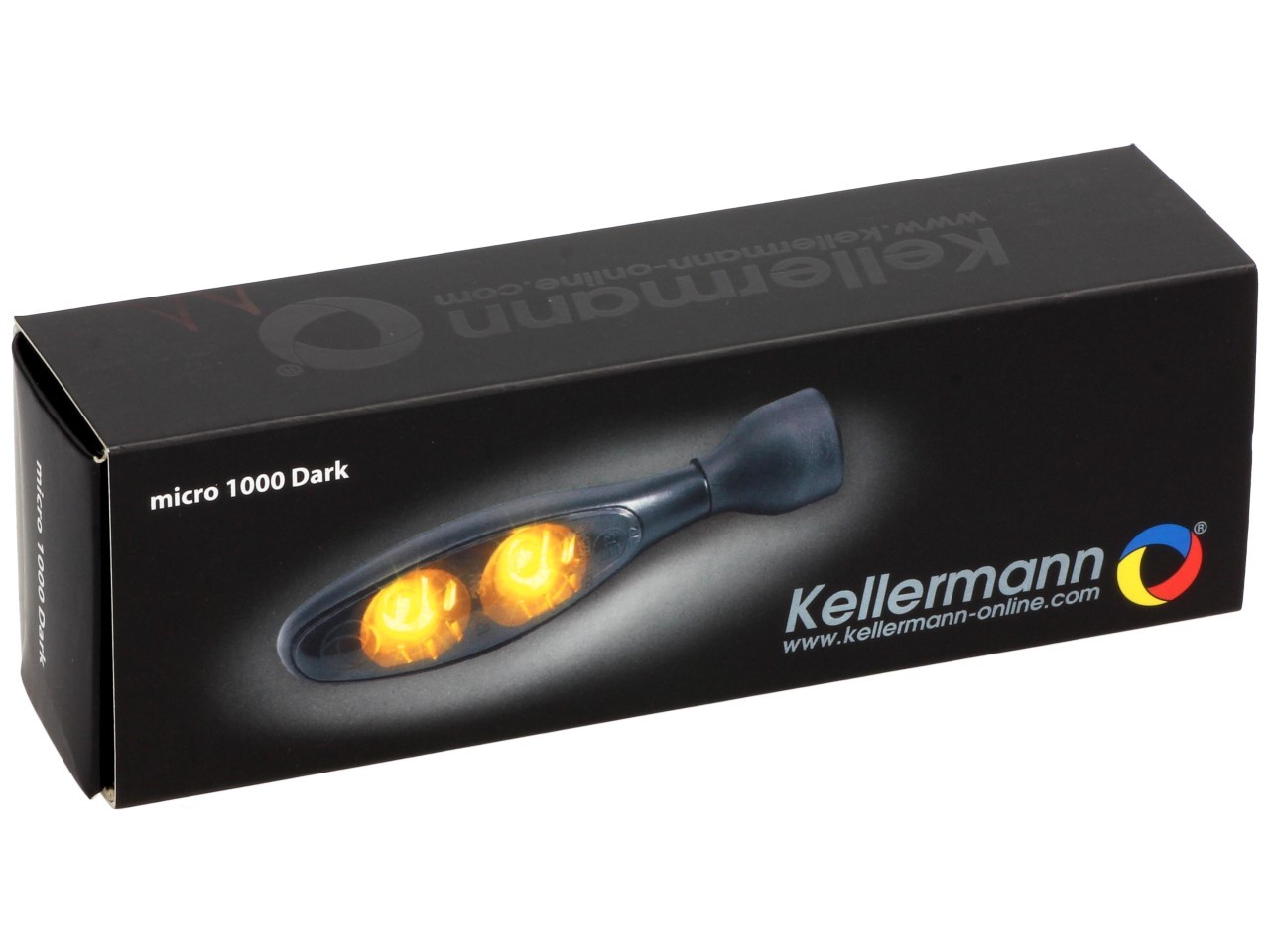 Kellermann Blinker, Micro 1000 LED Dark, Stahl, LED, V/H,  L/R, 12 V, schwarz seidenmatt, M8x20