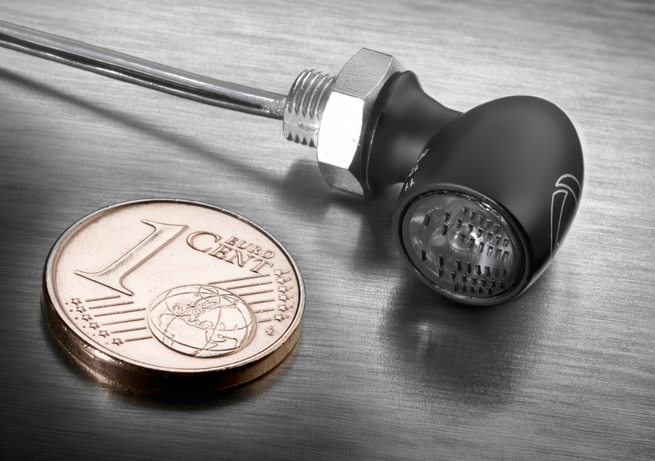 Kellermann Blinker, Atto Dark, Aluminium, LED, V/H, L/R 12 V, schwarz seidenmatt, M5x0,5x6,5