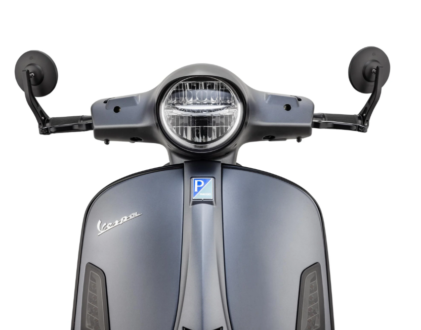 Lenkerendenspiegel für Vespa, links oder rechts, rund, schwarz matt