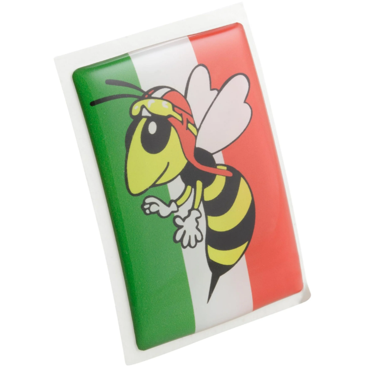 Vespa Emblem "Wespe" 4-Eck Kaskade, grün/weiß/rot