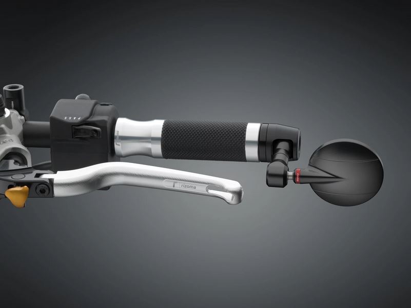Lenkerendenspiegel RIZOMA "SPY-R" Ø 80 mm links oder rechts für Vespa, schwarz eloxiert