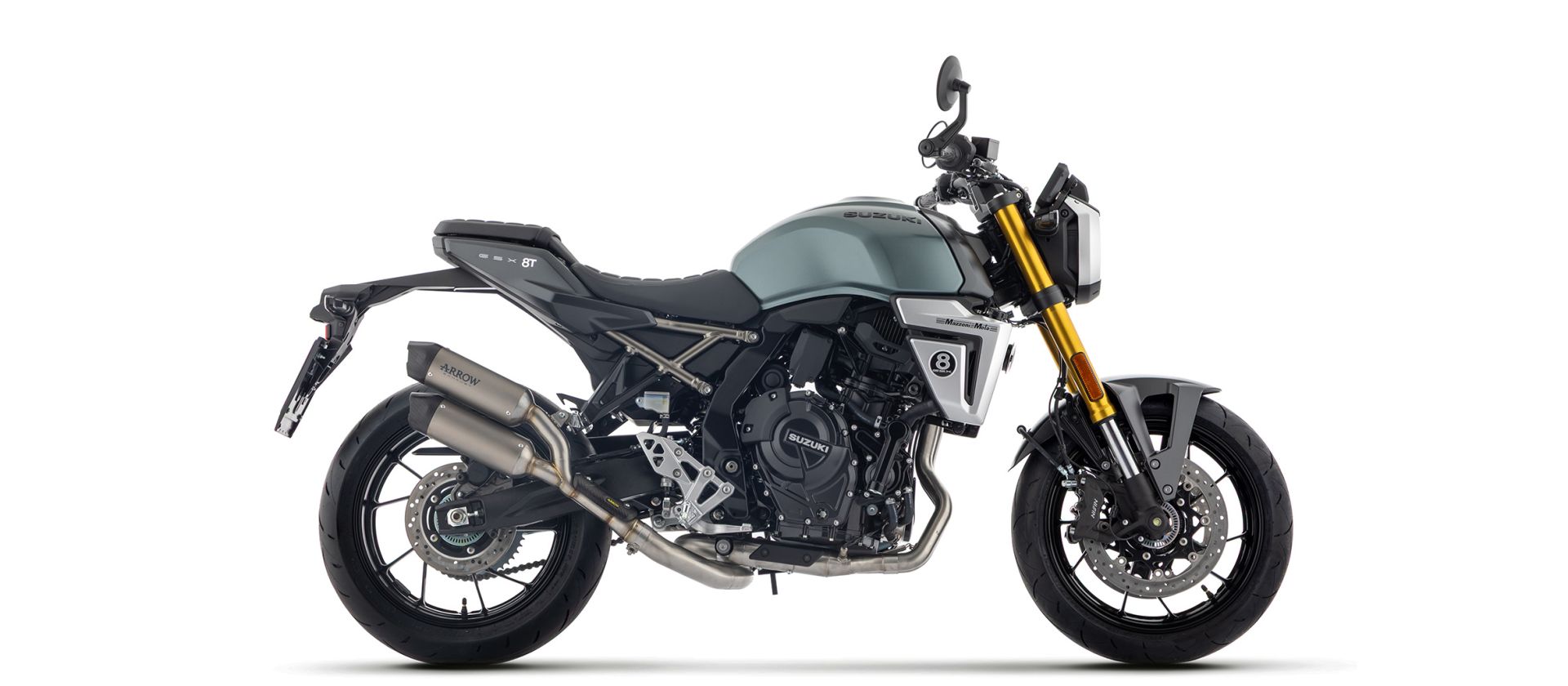 ARROW Auspuff ROUND-SIL Titan mit Carbon-Endkappe für Suzuki GSX-8T, GSX-8TT (25-)