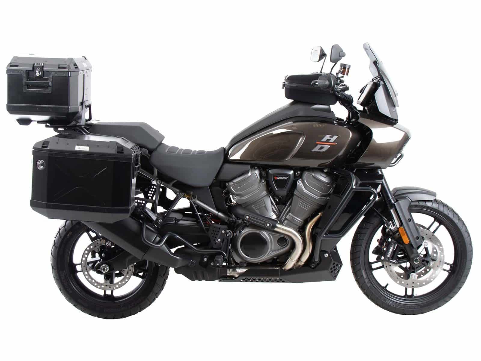 Kofferträgerset Cutout inkl. Kofferset Xplorer Cutout schwarz für Harley Davidson Pan America (21-)