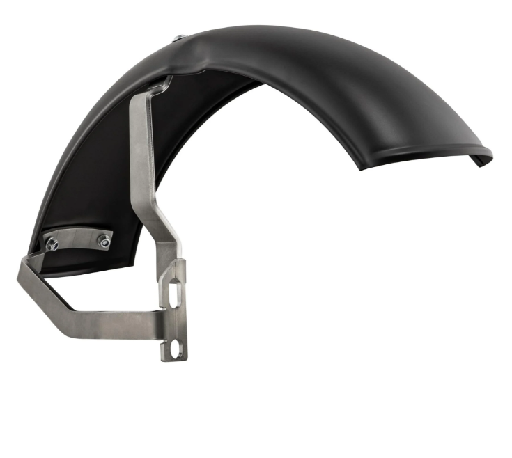 Kotflügel 2.0 Garelli für Vespa PX 80-200ccm, Metall schwarz matt, Halter Edelstahl gebürstet