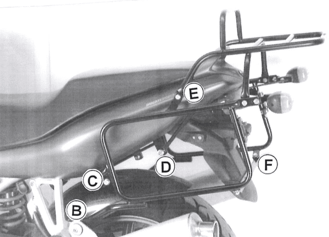 Rohrgepäckbrücke Topcase-Träger und Seitenkofferträger schwarz für Ducati 944 ST 2/3/4 (97-03)