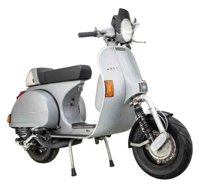 Kotflügel 2.0 Garelli EVO II für Vespa PX 80-200ccm, GFK schwarz, Halter Edelstahl gebürstet