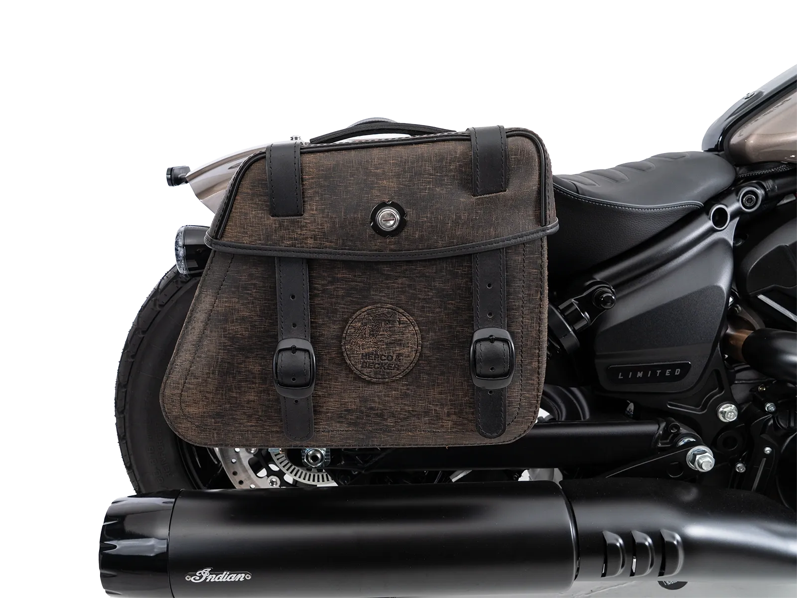 Cutout Taschen Set braun inkl. Halter für Indian Scout Bobber 1250 (25-) Hepco & Becker