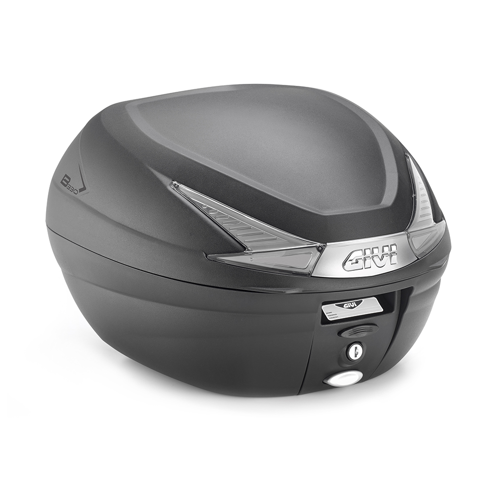 B330 TECH MONOLOCK Topcase schwarz mit transparenten Reflektoren und Platte Givi