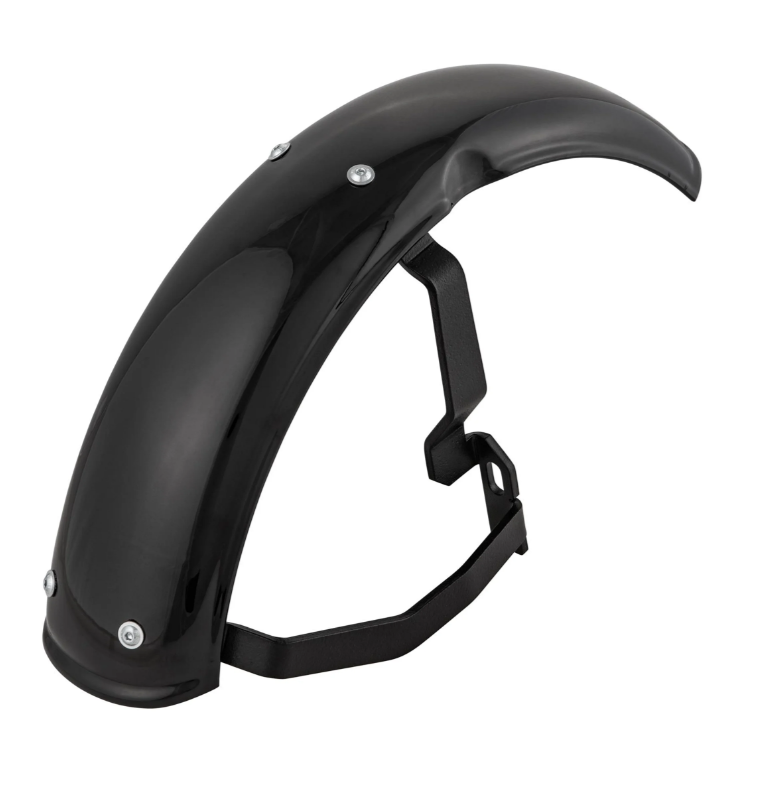 Kotflügel 2.0 Garelli für Vespa PX 80-200ccm, Metall schwarz glänzend, Halter schwarz
