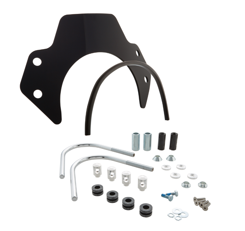 Flyscreen für Vespa GTS/​GTS Super/​GT/​GT L 125-300ccm, silberne Halter, schwarz getönt