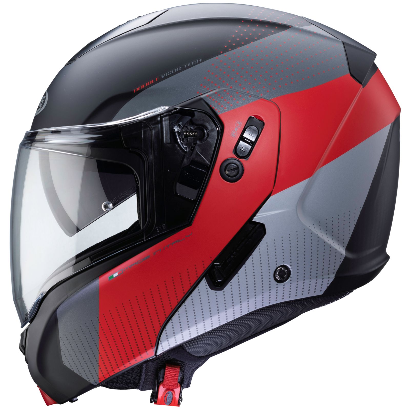 Caberg Helm Horus Scout, matt-schwarz/fluo-rot-grau