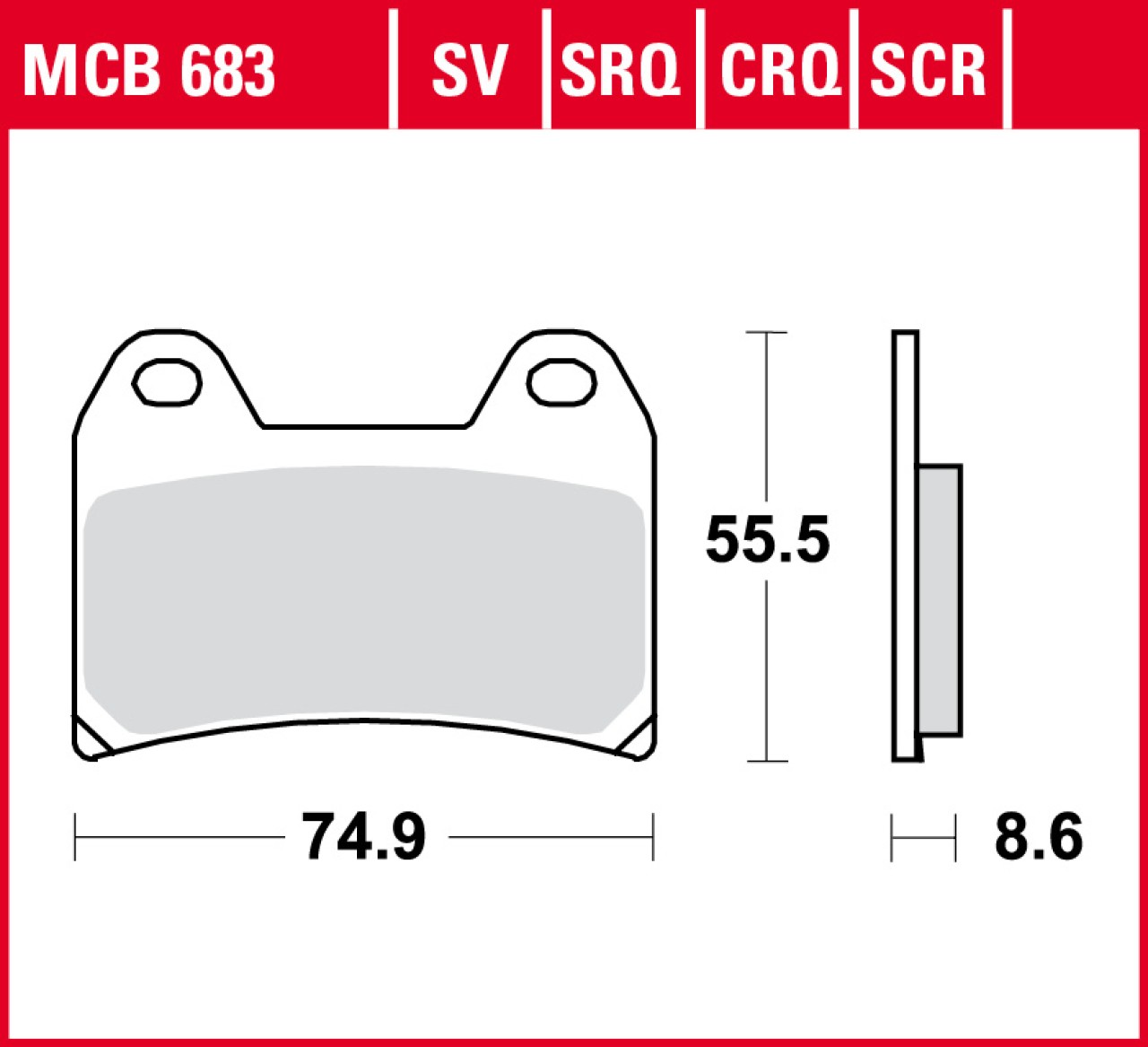 TRW Bremsbelagsatz MCB683SV, Sintermetall, homologiert ECE R90
