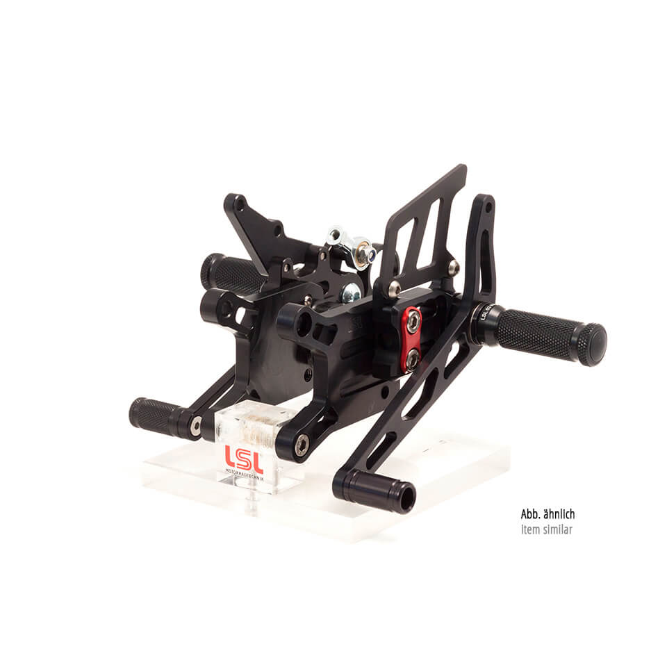 LSL 2Slide Rastenanlage für Aprilia RSV4 R, RC, 2011-2016, schwarz-rot, mit Umkehrschaltung, ohne St